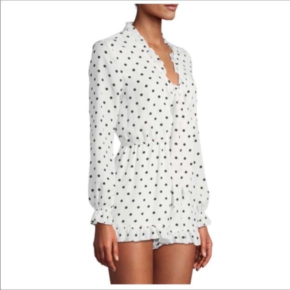 New! Free GenerationRuffle Polka-Dot Woven Romper - Picture 3 of 10